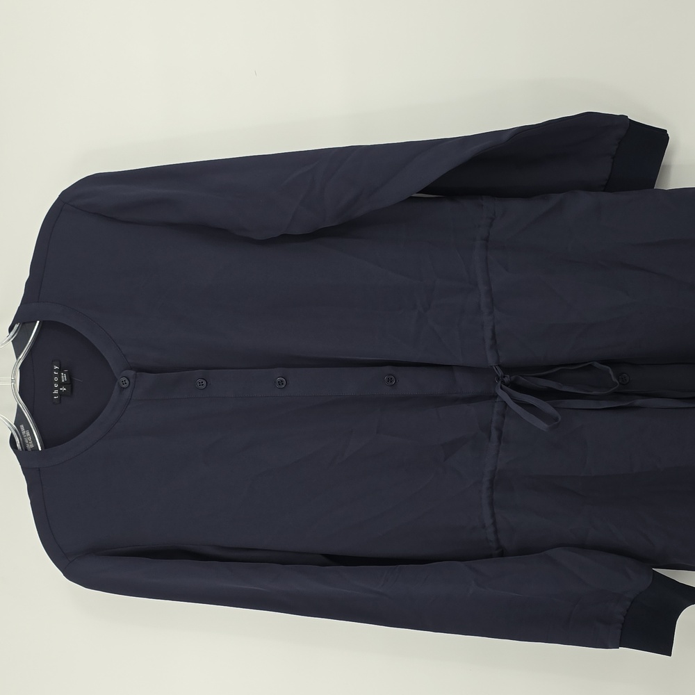 Theory Silk Midnight Blue Button-Up Dress Womens Size S - Picture 2 of 8